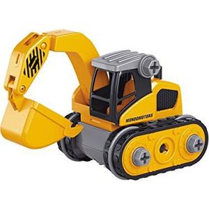 Mondo Motors-Construction Truck Assemble-Playset, demonteerbaar, 15 cm, met schroevendraaier inclusief speelgoed, bouwcadeau voor kinderen van 3,4,5,6 jaar - 51177, geel/grijs, 51177