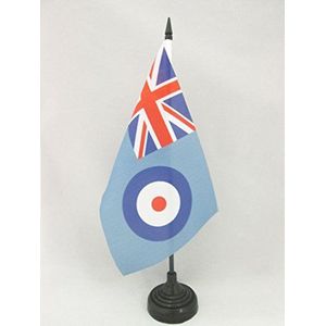 RAF Ensign Table Vlag 14x21 cm - Royal Air Force - British Armed Forces Desk Vlag 21 x 14 cm - Zwarte plastic stok en basis - AZ FLAG