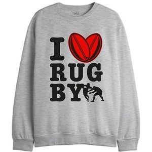 Republic Of California I Love Rugby UXREPCZSW040 Sweatshirt voor heren, grijs gemêleerd, maat L, Grijs Melange, L/Tall