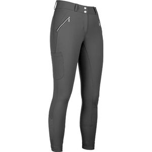 HKM Dames Lia hoge taille siliconen rijbroek met volledige zitting, grijs, 26