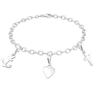 Elli Armband anker hart kruis 925 sterling zilver, 190, facetgeslepen, geen steen