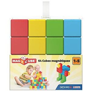 GEOMAG - Magicube Pre-SCHOOL Junior 64 stuks - Magnetische bouwstenen om in elkaar te zetten - Voor kinderen vanaf 1 jaar - 4 kleuren - Gemaakt in Zwitserland - Magnetisch constructiespeelgoed