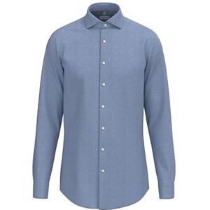 Seidensticker Flanellen overhemd voor heren, regular fit, flanellen overhemd, kent-kraag, lange mouwen, 100% katoen, blauw, 39