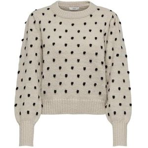 JdY Dames Jdysigrid Life L/S On Puff Pull KNT Noos gebreide trui, Cement/Detail:w. Black Dots, M