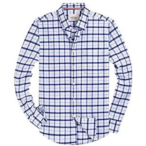Alimens & Gentle Klassiek herenhemd met button-down-kraag, Karo wit, L