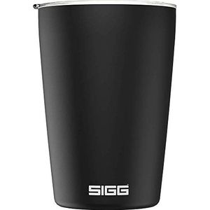 SIGG Neso Cup Zwart Geïsoleerde Herbruikbare Koffiekop (0,3 L), Pollutant Gratis en Dubbelwandige Thermische Koffiebeker, Reiskoffiekopje Gemaakt van 18/8 Roestvrij Staal