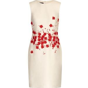 APART etui-jurk met felrode 3D-bloemen geborduurd, crme-rood, 36
