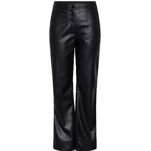 Bestseller A/S Pcnicha Hw Wide Pu Pant Noos broek voor dames, zwart, XL