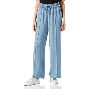 Taifun Palazzo-broek voor dames, van gerecycled polyester, vrije tijd, lange palazzo-broek, effen kleur, normale lengte, Atlantic Mist, 36