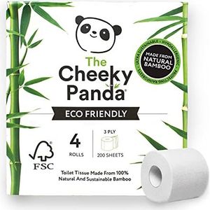 The Cheeky Panda Toiletpapier, 3 diktes, 4 rollen toiletpapier, bamboe