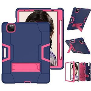 Hoesje voor Samsung Galaxy Tab A 8.4 2020 SM-T307 met 360 ° roterende standaard + lederen polsband [Heavy Duty] [Shock Proof] Robuuste hybride 3 lagen Armor Defender Kids Case