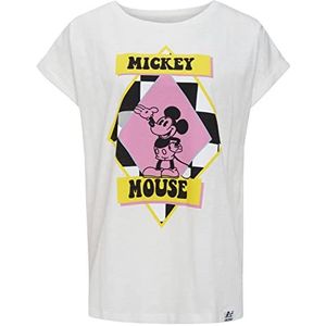 Recovered Disney Mickey Mouse Pop Kleur Grafisch Ecru Dames vriendje T-shirt, Veelkleurig, L