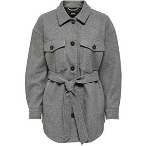 ONLY Women's Onlemma Freja Shacket OTW Jacket, Medium Grey Melange/Detail:Melange, L (3-pack)