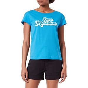 Love Moschino Dames Short Sleeves Boxy Fit Incotton Jersey T-shirt, blauw/wit, 38 NL