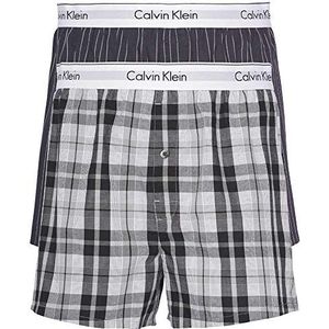 Calvin Klein Boxershorts voor heren, verpakking van 2 stuks, meerkleurig (Ryan Stripe D Well/Hickory Plaid B), XL