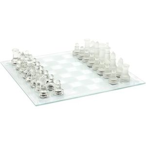 Gadget-MG3328 Mister Gadget-MG3328 Schaakspel van glas, 25 x 25 cm, Drugstore cadeau, entertainment, gadget-plezier, MG3328, transparant