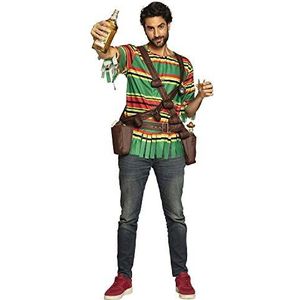 Boland - Kostuum tequila shooter, hemd, schouderriem en riem voor heren, Mexicaans, Dia de los Muertos, vrijgezellenfeest, bekleding, themafeest, carnaval