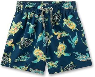 Sanetta Jongenszwemshorts blauwe schildpad | Comfortabele en sneldrogende zwembroek van gerecycled polyester voor jongens. Zwemkleding voor kinderen, blauw, 92