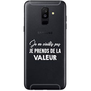 Zokko Beschermhoes voor Samsung A6 Plus 2018, motief Je ne oud pas je Prends de la Valeur - zacht, transparant, inkt wit
