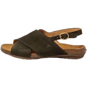 El Naturalista N5558 Wakataua platte sandalen voor dames, kaki, 42 EU Breed