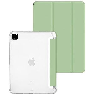 Beschermhoesje voor iPad Pro 12.9, 5e / 4e / 3e generatie (2021/2020/2018) met penhouder Slim Hard PC Clear Shell Smart Trifold Stand beschermhoes, Auto Sleep/Wake (Matcha-groen)