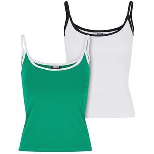 Urban Classics Dames T-shirt 95% katoen, 5% elastaan kikkergroen/wit + wit/zwart XS, Froggreen/Wit+White/Black, XS