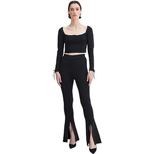 Trendyol Dames hoge taille flare been broek, zwart, 34, Zwart, 60