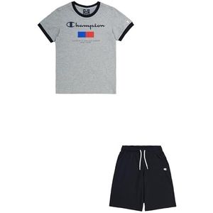 Champion Legacy Graphic Shop B - New York Crewneck T-shirt en shorts compleet, grijs gemêleerd licht/zwart, 5-6 jaar kinderen en jongeren SS24, lichtgrijs gemêleerd/zwart, 5-6 Jaar