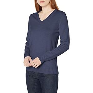 Amazon Essentials Women's Trui met lange mouwen en V-hals van 100% katoen, Marineblauw, S