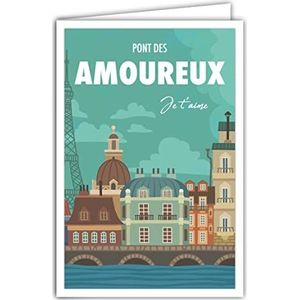 Afie 69-4334 kaart ""Je t'aime"" met envelop voor paren heren - mini-poster in formaat 17 x 11,5 cm - Parijs romantische stad Eiffeltoren hoofdstad Retro Vintage