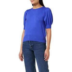 Minus Liva Puff gebreide trui met halve mouwen voor dames | Blauw UK | Herfst Dames Truien | Maat Xs T-shirt, 5024 Koningsblauw, XS