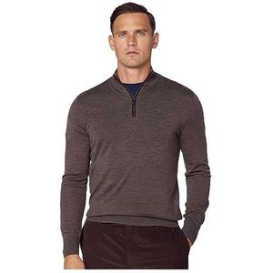 Hackett London Heren Merino Zijde Hzip Sweater, Bruin (Schors), XXL
