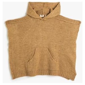 Koton Knit poncho voor meisjes, oversized, kangoeroezakken, cardigan, sweater, bruin (544), 9-10 Jaar