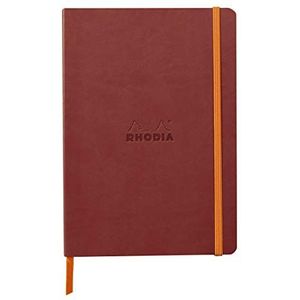 RHODIA 117437C - Nacarat Soft Notebook - A5 - Dotted Dot - 160 pagina's - Ivory Clairefontaine Paper 90 g/m - Bladwijzer, Elastische sluiting - Faux Leather Cover - Rhodiarama Collection