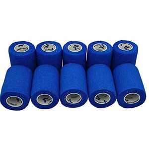PintoMed - Cohesief verband - Blauw - 10 rollen x 7,5 cm x 4,5 m zelfklevend flexibel verband, eerste hulp, verwondingen