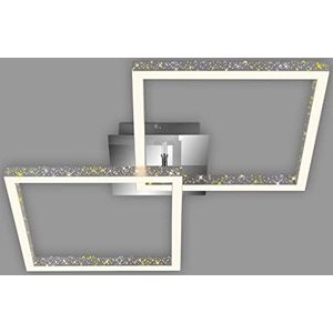 BRILONER - LED plafondlamp met glittereffect, LED plafondlamp dimbaar, zwenkbaar warmwit licht, LED Frame, aluminium-chroom