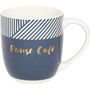 Draeger Paris | Blauwe mok in keramische ""koffiepauze"" | Mug Original Idea Gift -collega, manager, vriend, werk | Koffiekop met cadeaubon