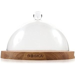 Boska Serveerplank rond Friends met bel/houdt kaas langer vers / 23,8 cm/hout/kunststof/bruin