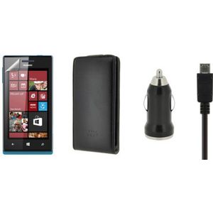 4-OK Start Pack Plus - Flip ONE + displaybescherming + 1A oplader + micro-USB-kabel voor Huawei Ascend W1