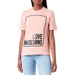 Love Moschino T-shirt voor dames, regular fit, korte mouwen, met logo, boxdesign, roze, 44