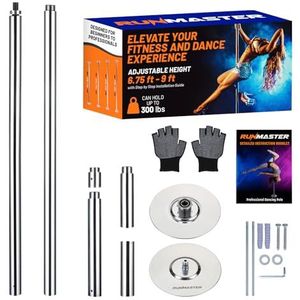 runmaster Premium spin- en statische danspaalset - draagbare oefenstok van 45 mm voor club, feest, thuisgebruik - eenvoudige montage, stevige stalen constructie met siliconenrubberen bescherming -