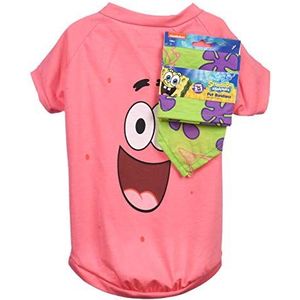 Nickelodeon SpongeBob SquarePants Patrick Roze Shirt voor honden & groene Bandana Combo- Size Small | Zachte en comfortabele SpongeBob kleding voor honden - Lichtgewicht T-shirt & hond Bandana