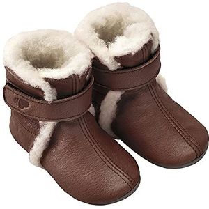 Pololo Unisex Kinderen Babybootie Wollen Voering Donkerbruin Slippers, donkerbruin, 18/19 EU