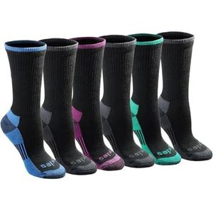 Dickies Dri-tech Essential Moisture Control Crew sokken voor dames, verkrijgbaar in S-XL (6, 12 paar), Zwart Assorti (6 paar), Large
