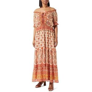 usha FESTIVAL Dames maxi-jurk met allover-print 15926568-US04, oranje meerkleurig, M, Maxi-jurk met allover-print, M