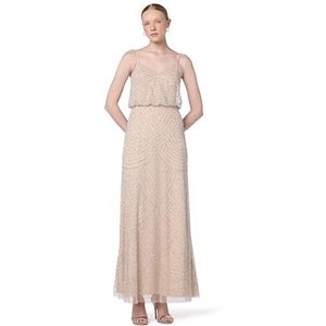 Adrianna Papell LNG blouson jurk voor dames, zilver/nude, 36