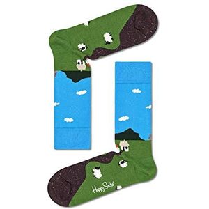 Happy Socks Little House On The Moorland Sock, Kleurrijke en Leuke, Sokken voor Dames en Heren, Blauw-Groen-Wit (41-46)