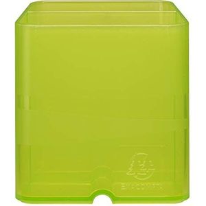 Exacompta - ref. 67797D - Doos met 10 Pennenhouders PEN-CUBE LINICOLOR - Met 2 vakken van verschillende grootte en hoogte - Afmetingen: 7,4x7,4x9,3 cm - Kleur doorschijnend appelgroen