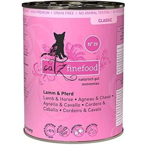 catz finefood N° 19 Lam & Paard fijnvoedsel kattenvoer nat, verfijnd met courgette en tomaat, 6 x 400 g blikjes