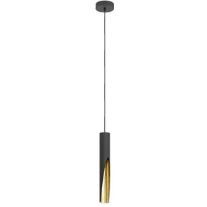 EGLO LED hanglamp Barbotto, pendellamp boven eettafel met indirect licht, eettafellamp van metaal in zwart en goud, lamp hangend voor eetkamer, incl. GU10 lichtbron, warmwit